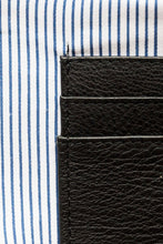 Load image into Gallery viewer, Close up of internal credit card pockets in black pebbled leather Hoopla coin and card purse