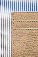 Load image into Gallery viewer, Close up of internal credit card pockets in tan pebbled leather Hoopla coin and card purse