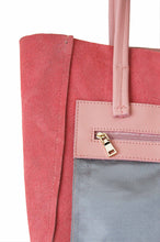 Load image into Gallery viewer, Inside zipped pocket of Hoopla leather dusty pink tote. 