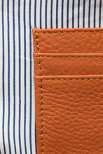 Load image into Gallery viewer, Close up of internal credit card pockets in ochre pebbled leather Hoopla coin and card purse