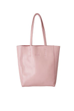 Load image into Gallery viewer, Front view of Hoopla leather dusty pink tote with long handles